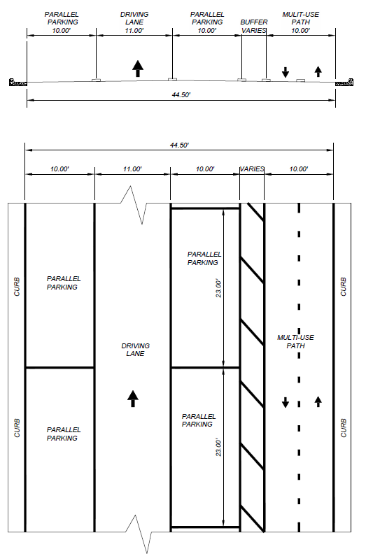 T or C Road Diet Typical in Downtown area